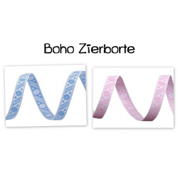Webband - Zierband Boho hellblau oder rosa
